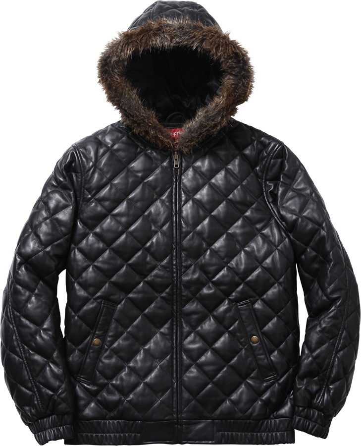 Quilted Leather Hooded Jacket view 4